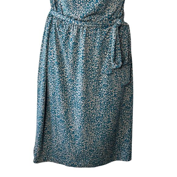 Banana Republic Green & Tan Patterned Sleeveless Cowlneck Tie Waist Dress Medium - Picture 3 of 6